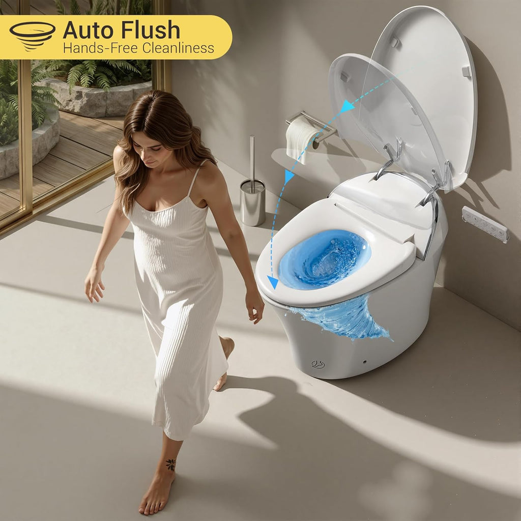 Silver Strip Artistic Smart Toilet,Powerful Flush,Auto Open/Close,Comfort Height,Instant Warm