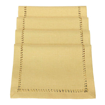 Handcrafted Solid Color Dining Table Placemats, Double-Hemstitched (Yellow, 12 x 18 Placemats (Set of 4))