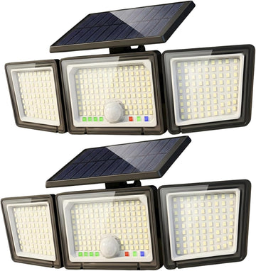Solar Outdoor Lights Motion Sensor, 2500LM 286 LED Security Flood Lights with Visual Battery & Mode Display, 3