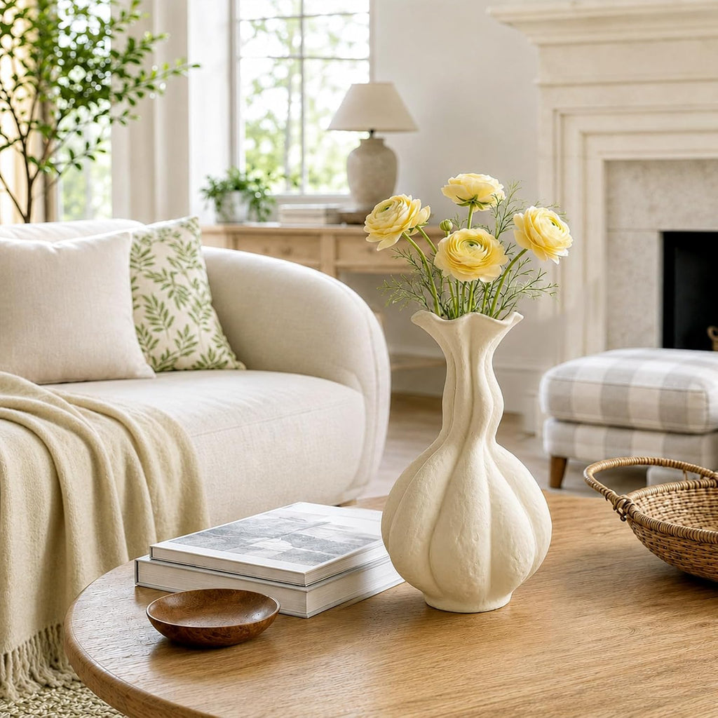 Ceramic Flower Vase, 10" Decorative Pampas Vase