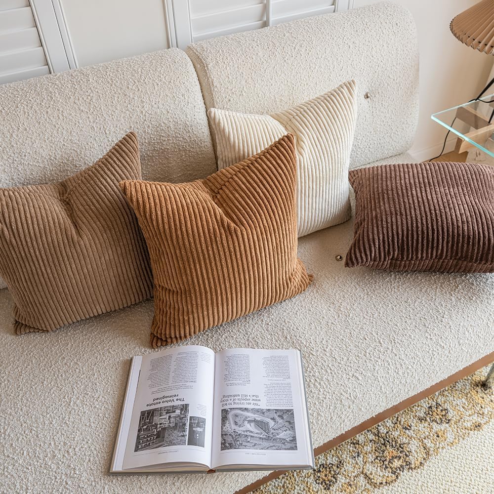 Neutral Couch Throw Pillow Covers 18x18 Inch Set of 4 Decorative Farmhouse Boho Throw Pillows, 18x18 Inch)
