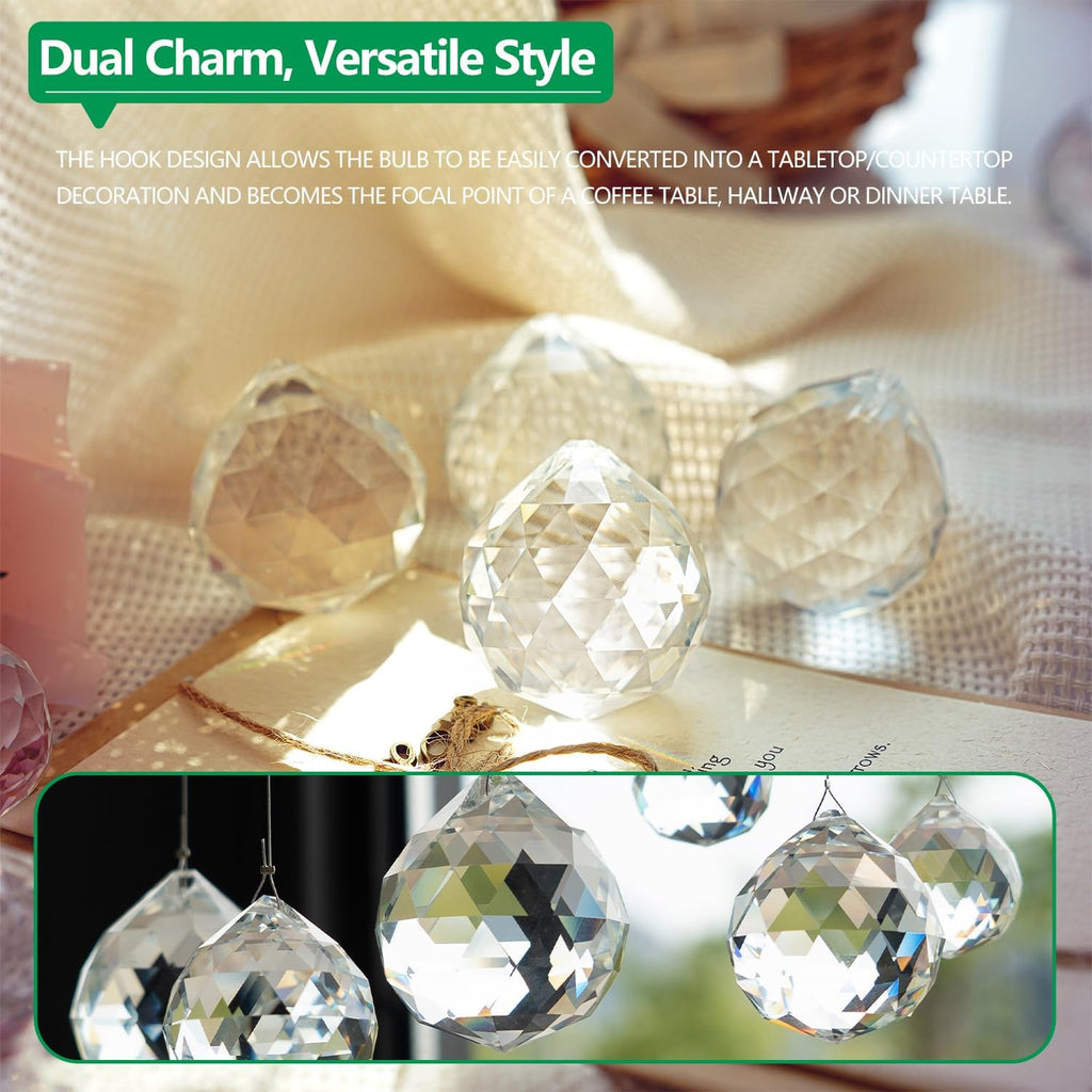 Crystal Prism 12PCS 1.2" Crystal Ball Prism K9 Glass Hanging Ornaments - Precision Faceted Cuts Brilliant Rainbow