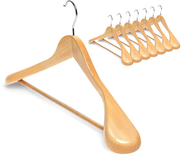 Coat Hanger 8-Pack, Wood Hangers Trouser Hangers Extra Wide Shoulder Wooden Hangers for Heavy Coat, Sweater, Skirt
