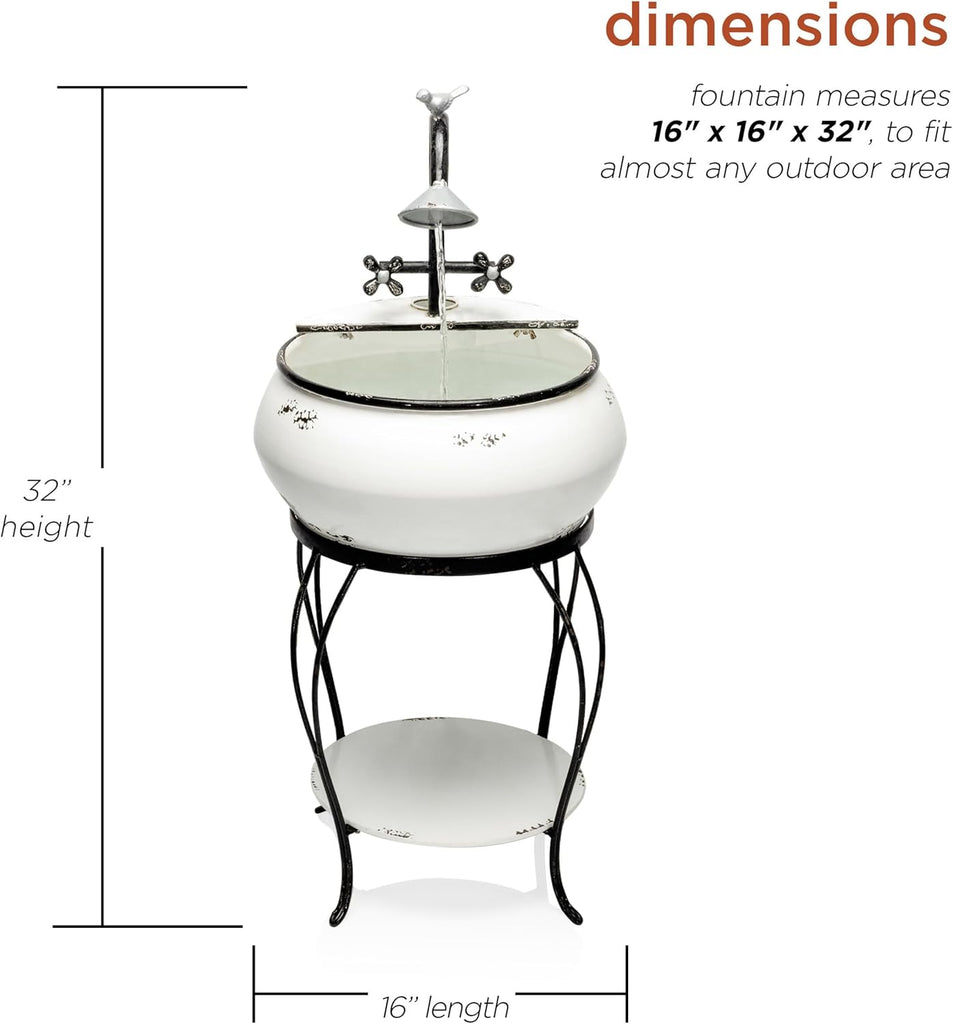 YHL170 32” Indoor/Outdoor Antique Metal Sink Water Fountain with Stand - Charming Waterfall Feature