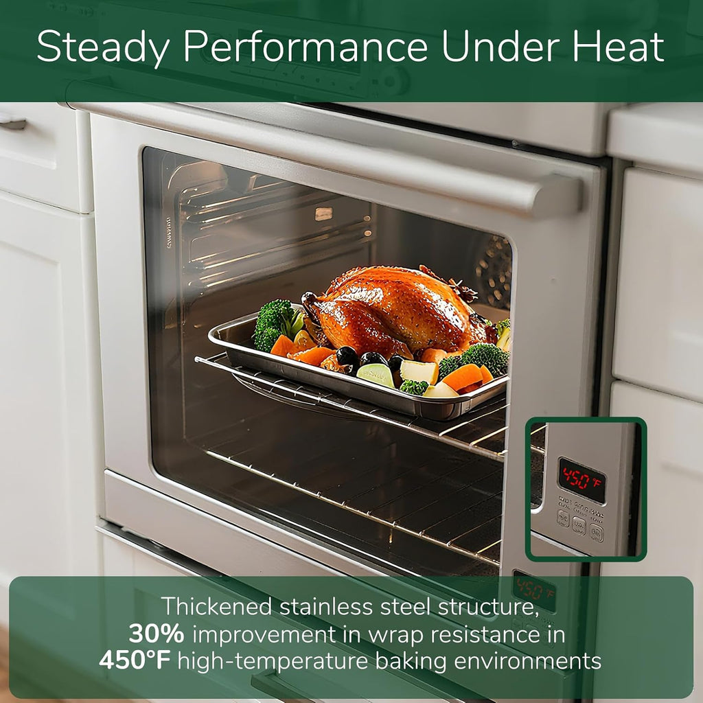 18/0 Stainless Steel Sheet with Cooling Rack, Oven-Safe Non-Toxic Cookie Sheets for , Set of 6, Coating Free & Rust