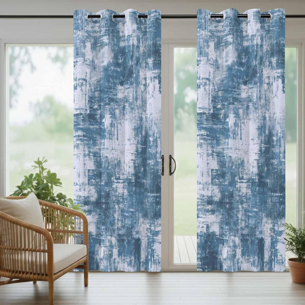 Vintage Outdoor Curtains with Weighted Bottom 2 Panel Waterproof & Windproof Patio Drapes with Tiebacks, Watercolor