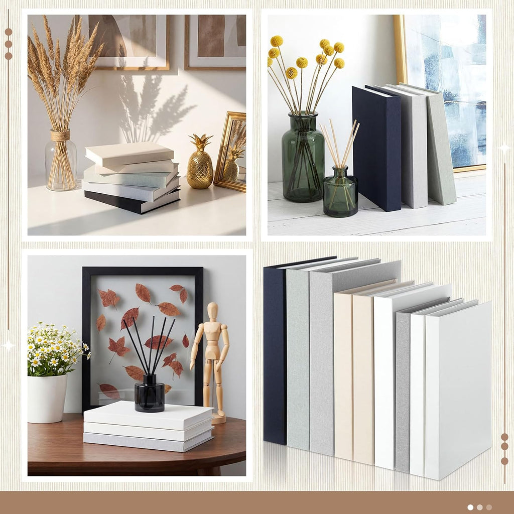 9 Pcs Faux Decorative Book Box Set Decor, Linen Fake Book with Hidden Storage, Magnetic Aesthetic Coffee Tables