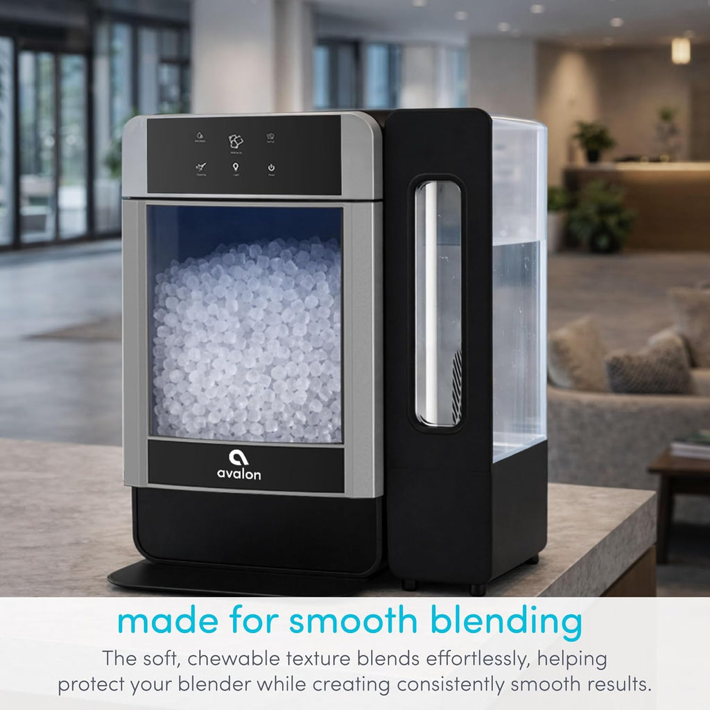 Nugget Ice Maker Chewable Ice 38 lbs Per Day, One Click Operation, Large Ice Storage, 1 Gallon Water Tank