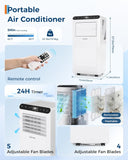 8000 BTUs Portable Air Conditioner,Up to 350 Sq.Ft. Remote Control 48dB Portable AC Unit, Dehumidifier, Fan, Sleep