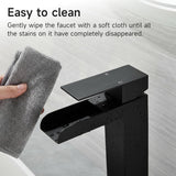 Black Tall Waterfall Bathroom Faucet, Single Hanlde Vessel Sink Faucet with Waterfall Spout