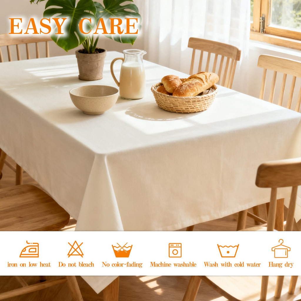 2 Pack Ivory Table Cloth Rectangle 60X102 Inch Tablecloth Fit 6FT