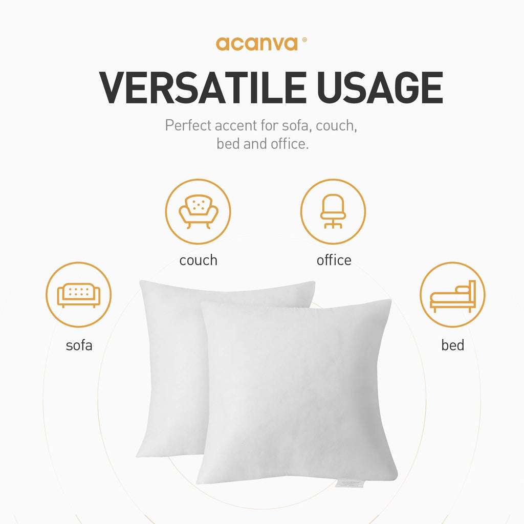 Decorative Throw Pillow Inserts for Sofa, Bed, Couch and Chair, Square Euro Sham Form Stuffer with Premium Polyester