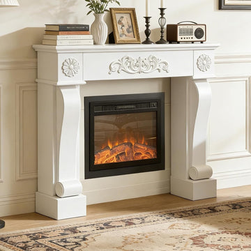 44.5" Modern Surround Freestanding Fireplace Surround, Grade A MDF Wood Surround Mantel with Legs & Decorative