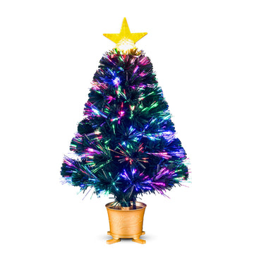 24inch Green Pre-lit Small Fiber Optic Tabletop Christmas Tree