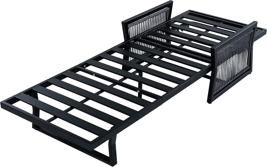 Iron Chaise Lounge Chair Outdoor, Patio Chaise Lounge and 5-Position Adjustable Backrest, Recliner Chair