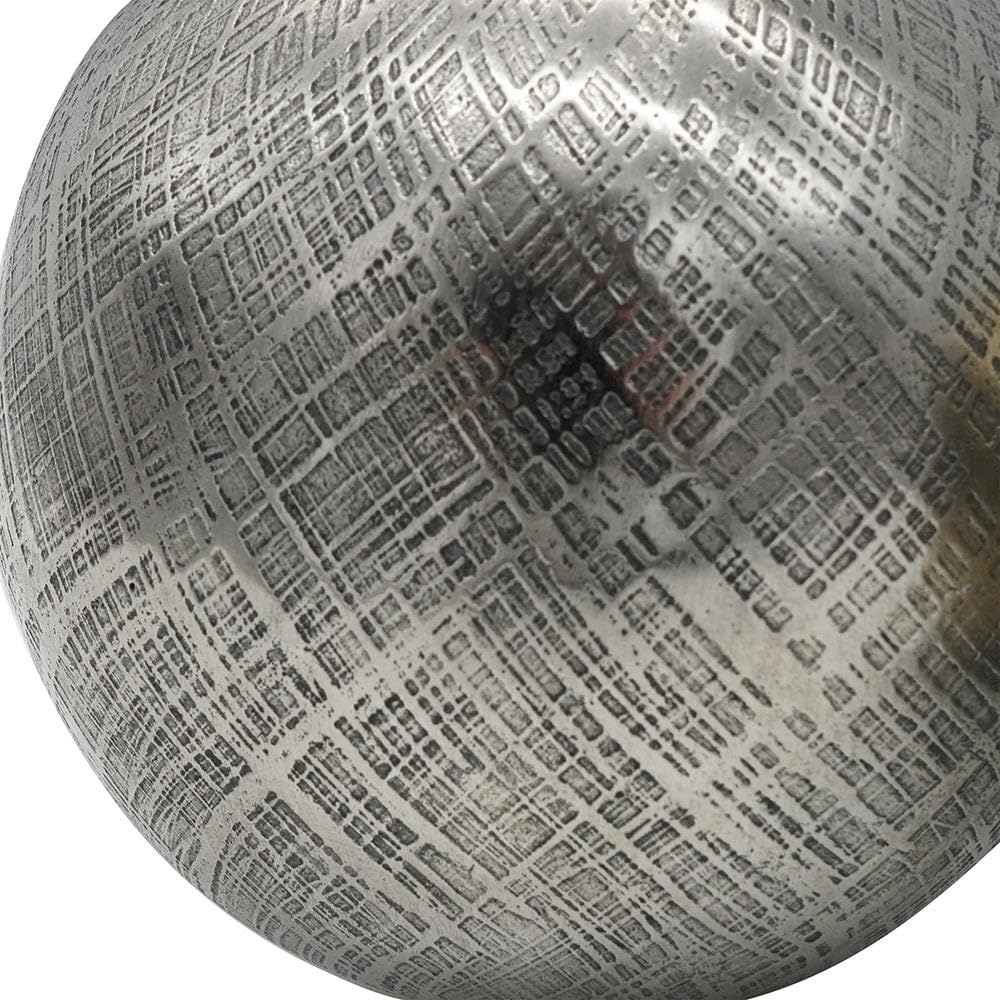 Set of 3 Aluminum Decorative Spheres - Handcrafted Metallic Textured Orbs, Different Sizes, Decor, Tabletop Accent