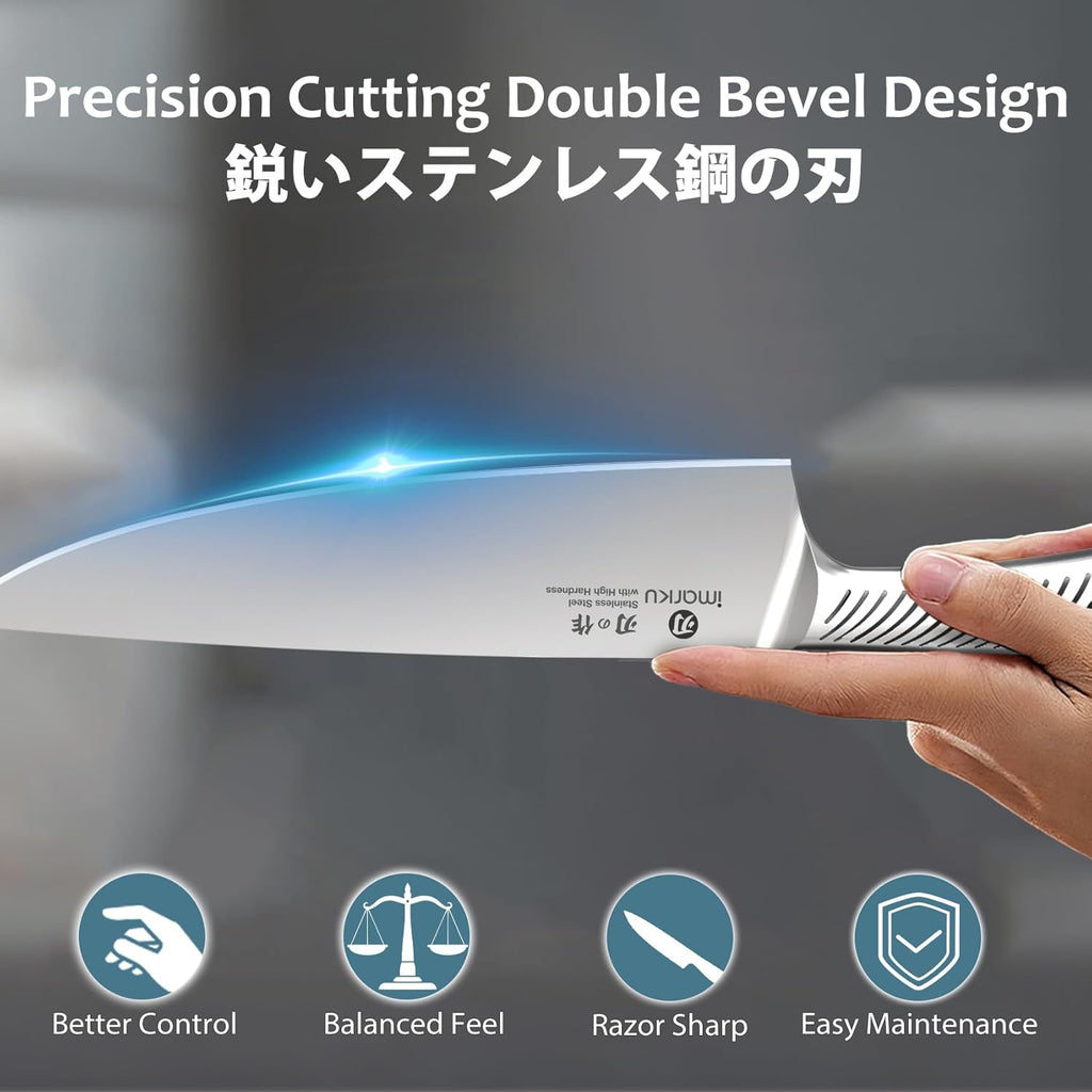 14 Piece Stainless Steel Knife Set with Build-in Sharpener | Japanese High-Carbon Stainless Steel Blades | 56±2 HRC