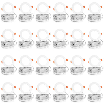 24 Pack 4 Inch 5CCT LED Recessed Lighting, Canless Wafer Downlight