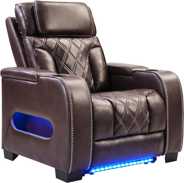 Electric Power Recliner Chair, PU Leather Home Theater Seating with Power Headrest