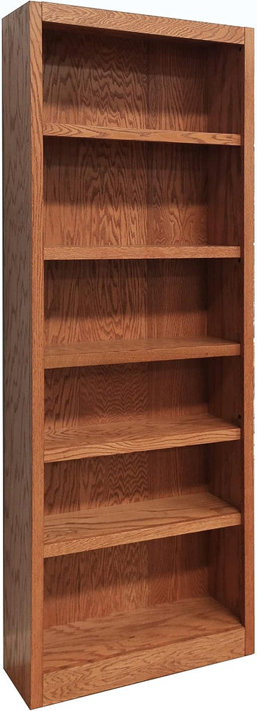 84" Traditional Wood Bookcase with 4 Adjustable Shelves & 2 Fixed Shelves, Assembly Required, for