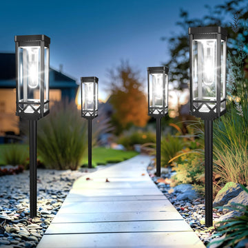 Taller Solar Pathway Lights Outdoor, 6 Pack Upgraded Brighter Solar Garden Lights Solar Powered, Up to 15 Hours