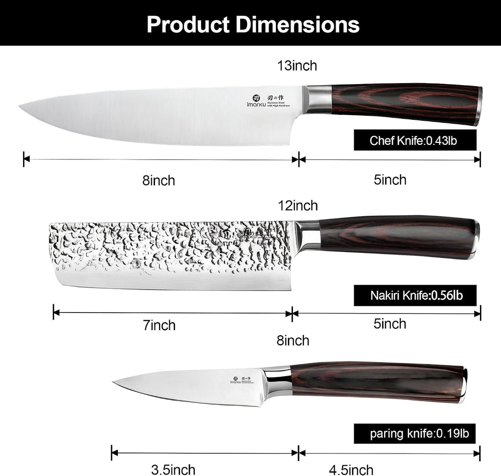 3 Pieces Knife set, Japanese HC Stainless Steel Kitchen Knife Set, Professional Chef Knife Set With Ergonomic