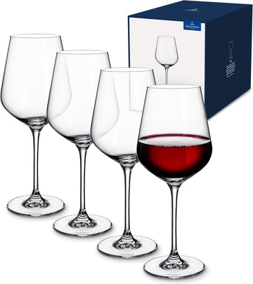 La Divina Collection Red Wine Glass, Set of 4, Crystal Glass, 15.75 oz Capacity, Clear