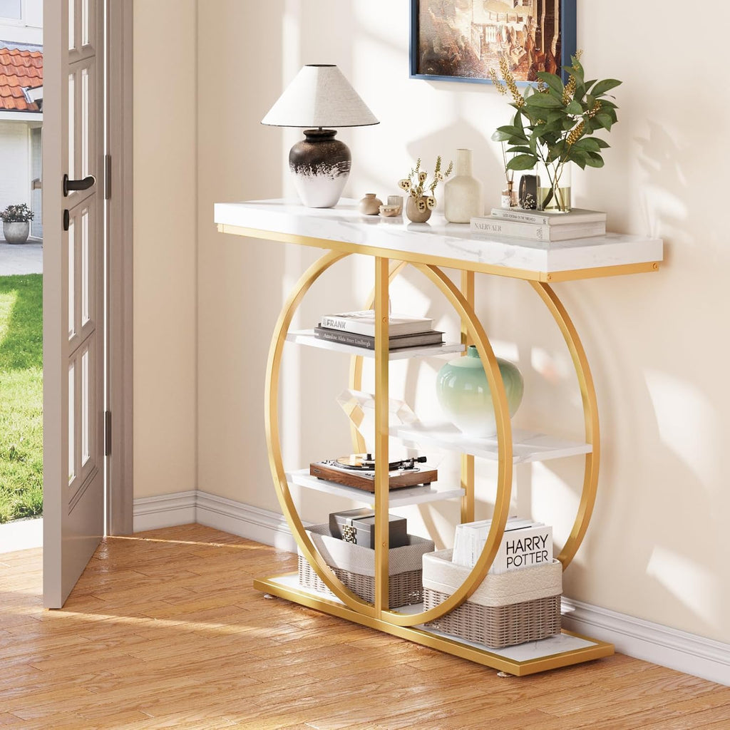 41.3" Console Table , Industrial Hallway Sofa Table with Storage Shelves, Narrow Accent Decor Living Room Furniture