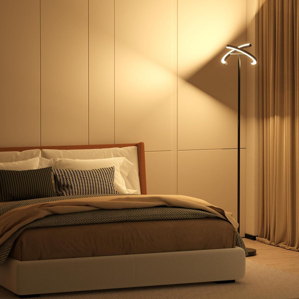 LED Floor Lamp - Rotatable Standing Lamp with Touch & Remote Control, 3000-6000K, 22W Modern Floor Reading Light