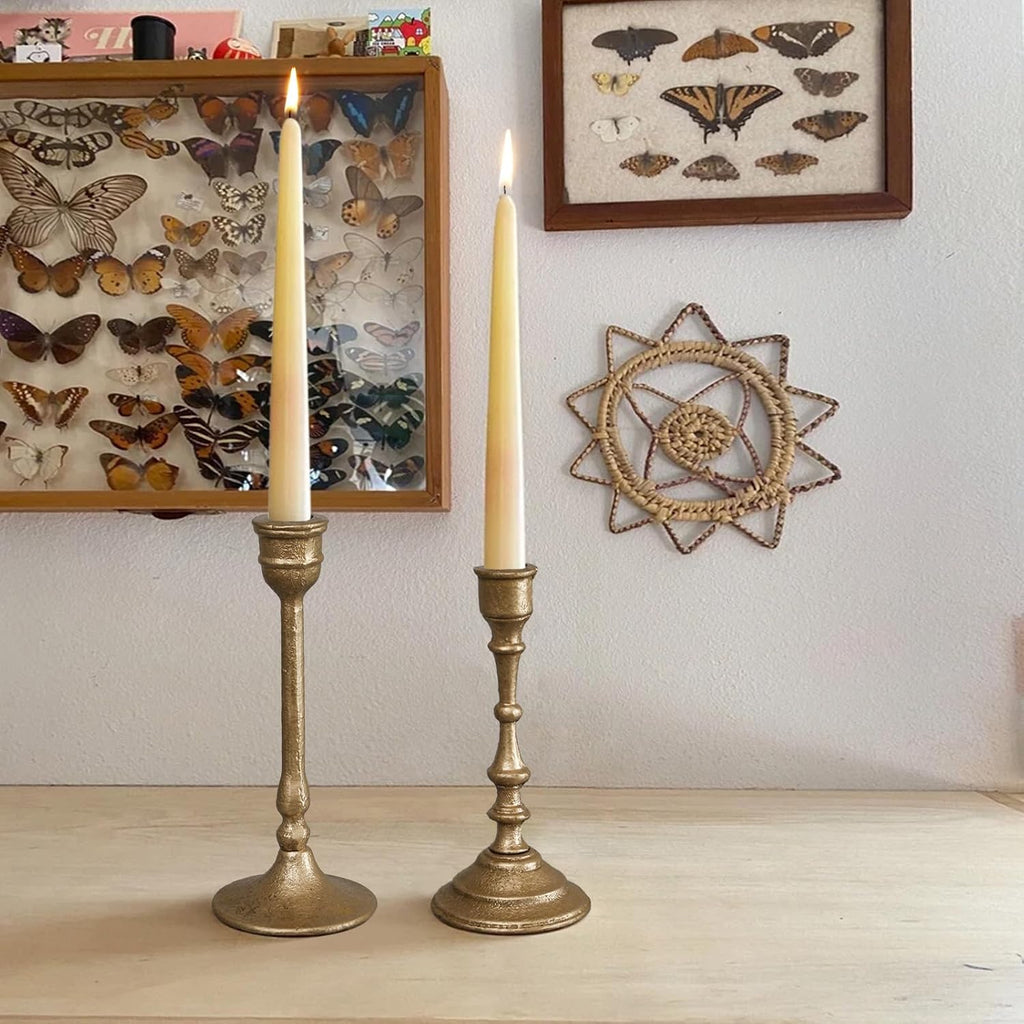 Iron Taper Candle Holder - Set of 2 Decorative Candle Stand - Candlestick Holder for Wedding, Dinning, Party