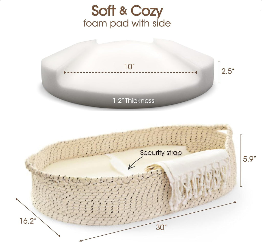Baby Changing Basket - Soft & Waterproof Dual-Cover, Portable, Moses Basket, Changing Pad for Dresser & Changing