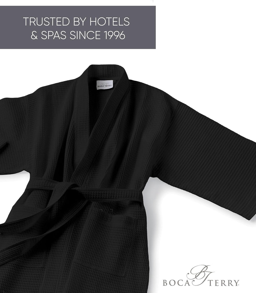 Women's Waffle Robe by Boca Terry, Lightweight Summer Robe, Cotton Blend | Soft, kimono style waffle bathrobe, knit