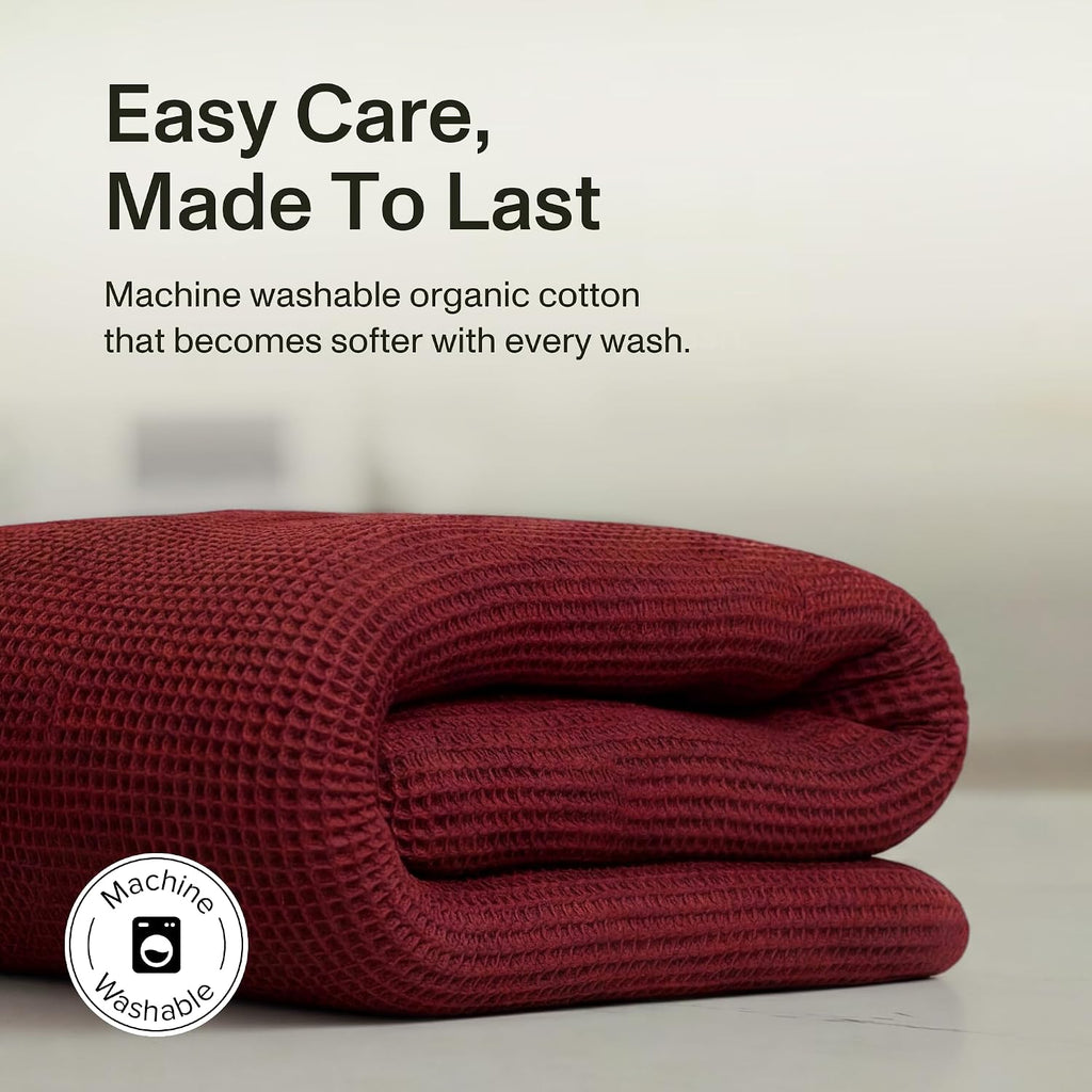 Luxury Waffle Throw Blanket - 400 GSM - 100% Organic Cotton Throw Blanket Size 50” x 70”, Soft, Breathable