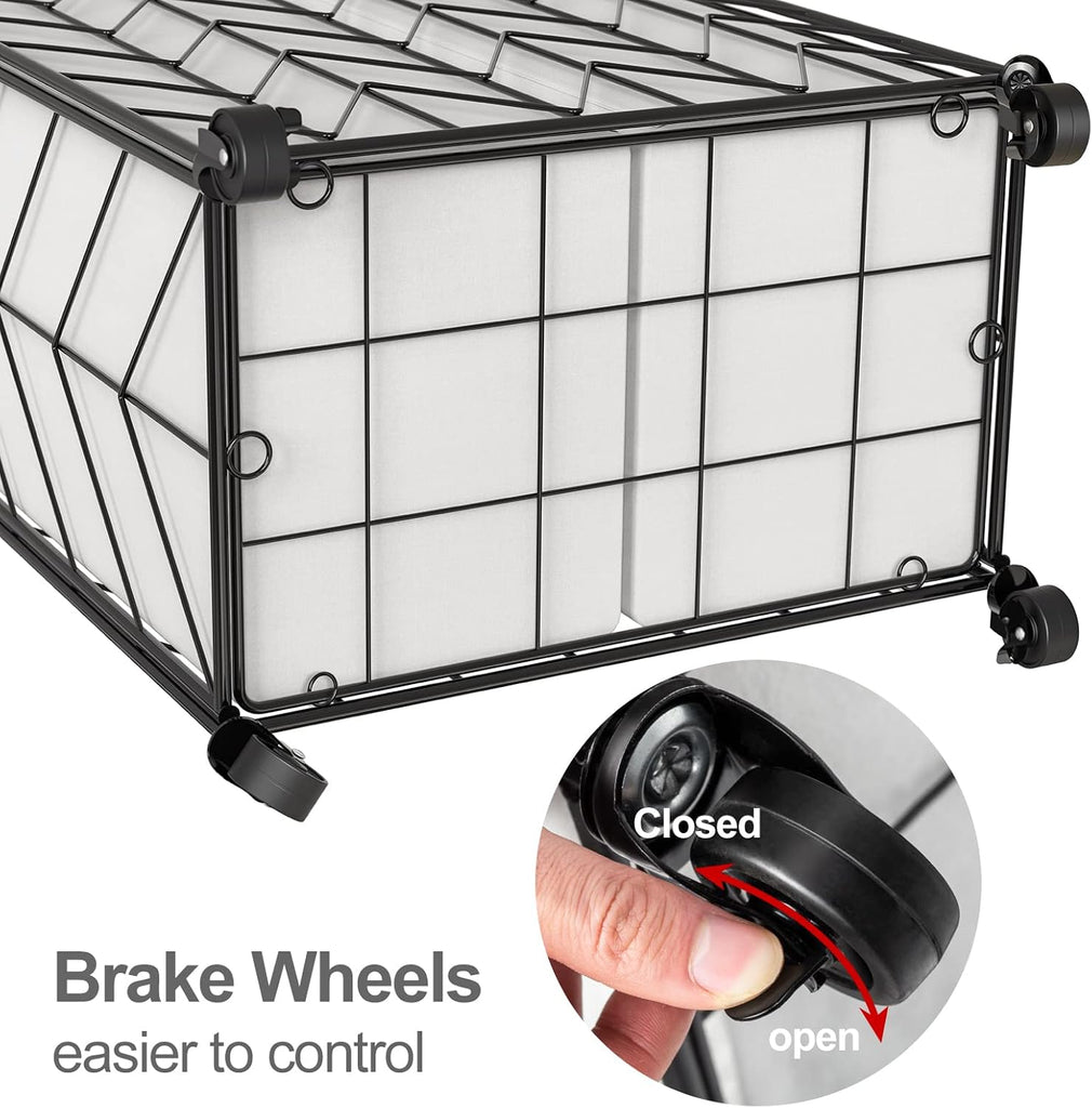 Double Laundry Hamper with Lid, Rolling Laundry Basket with Wheels | Heavy Duty Wire Clothes Hamper with Divided