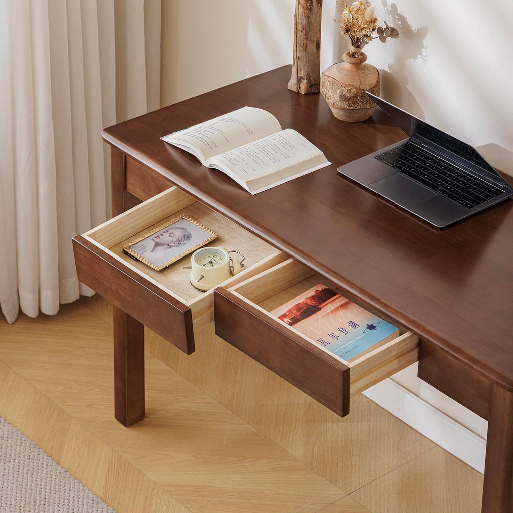 Solid Wood Desk with Drawer (Walnut Color, 47.2inch)