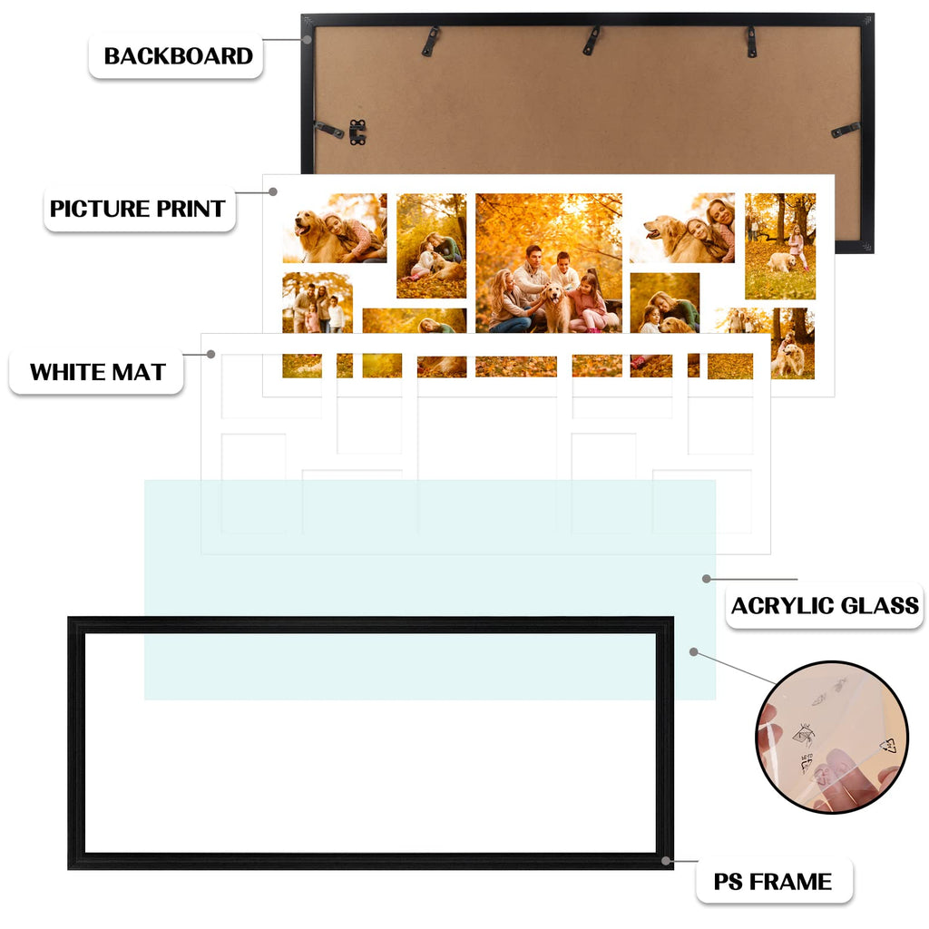 2 Pack 4x6 Picture Frames Collage with 9 Openings, Display Eight 4 x 6 Pictures and One 8x10 Photos for Wall