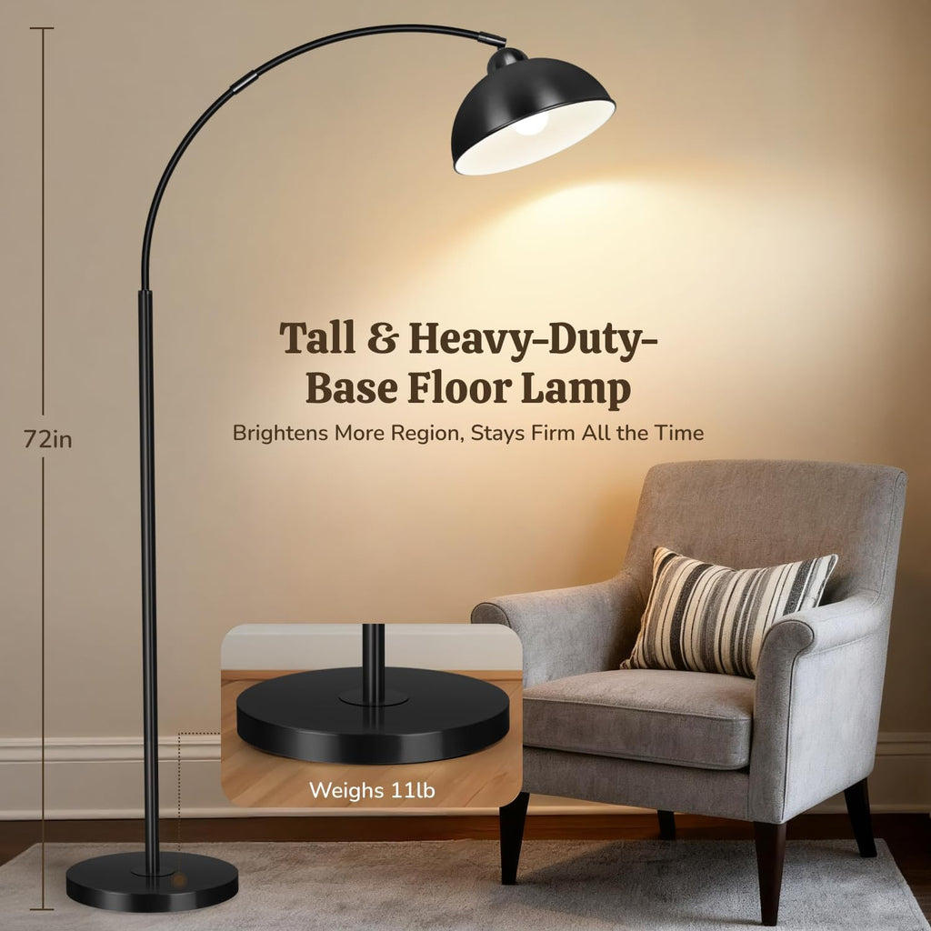 Arc Floor Lamps, 72" Modern Tall Lamp with Remote Control and Stepless Dimmable 9W LED Bulb