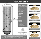 D32'' x H100'' Crystal Chandelier for Entryway High Ceiling Chandeliers Glam Chandelier Modern Large Raindrop Chandeliers LED Dimmable Light Fixtures for Staircaes Foyer Living Room Gold A100-B0F1ZX68V8