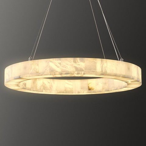 Alabaster Round Chandelier, D30.5in Modern Marble Dining Room Chandeliers, Foyer Chandelier for Dining Room Light Fixture, Living Room, Bedroom Lights, Foyer, Kitchen, Hallway A125-B0DPFSZ8QR