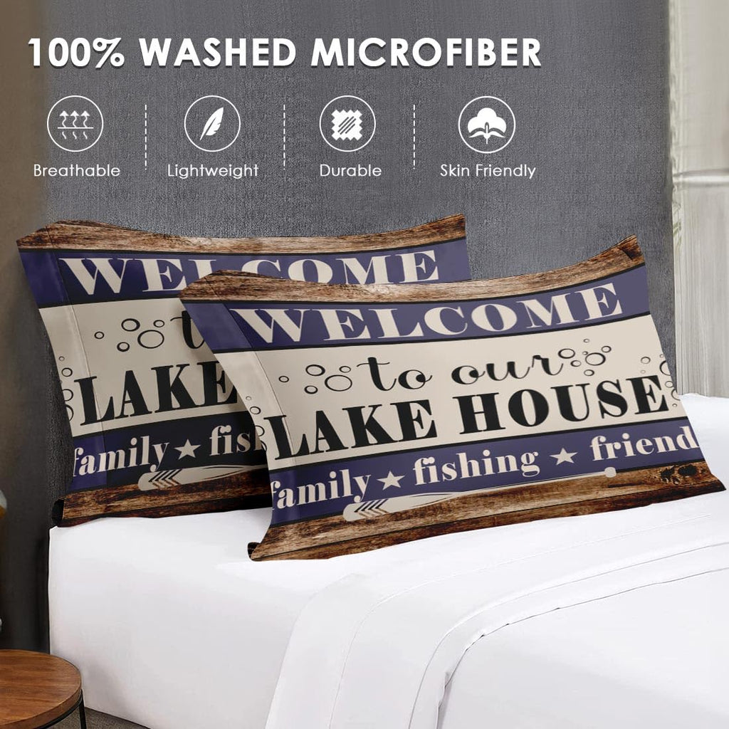 Comforter Set, 3 Pieces Cabin Fishing Bedding, All Season