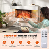 18-Inch Wall Mount Electric Fireplace with 32-Inch Floating Mantel, Remote, 3 Sided Electric Fireplace