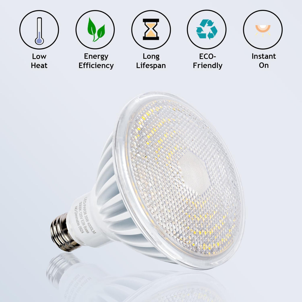 PAR38 LED Flood Light Bulbs, 300W Equivalent, Indoor Outdoor Flood Light Bulb, Daylight 5000K, Waterproof, 35W