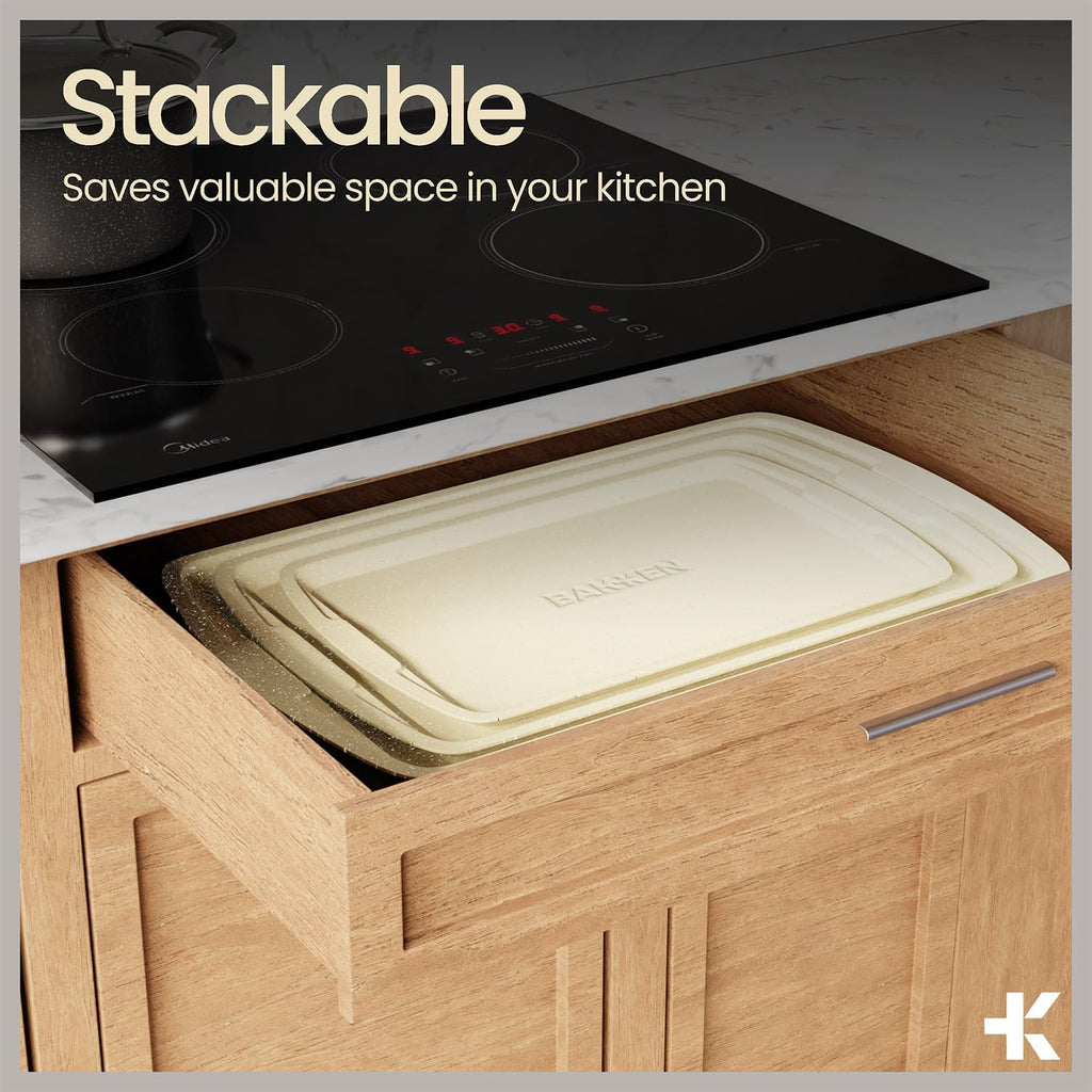 Bakeware Set - 6 Piece - Stackable, Deluxe, Non-Stick Pans for Professional and Home Cooking - Carbon