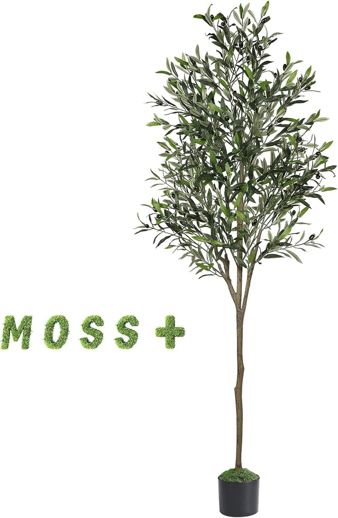 6ft Olive Tree Artificial Indoor, Fake Tree Potted Faux Olive Trees with Lifelike Fruits and Realistic Leaves