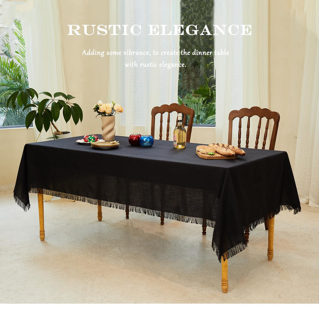 Black Fringed Tablecloth Rectangle 55"x70"