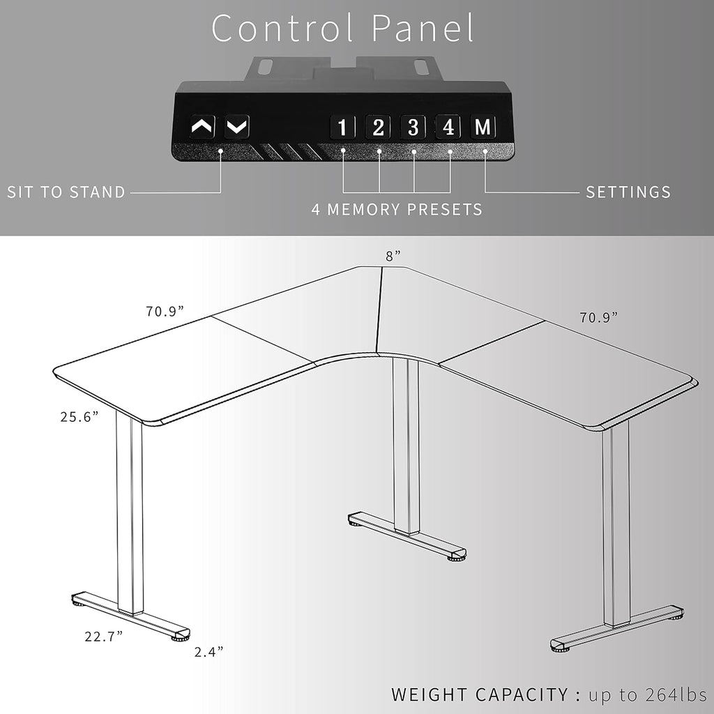 Black 71 x 71 in Corner Standing Desk, DESK-KIT-E3CB2