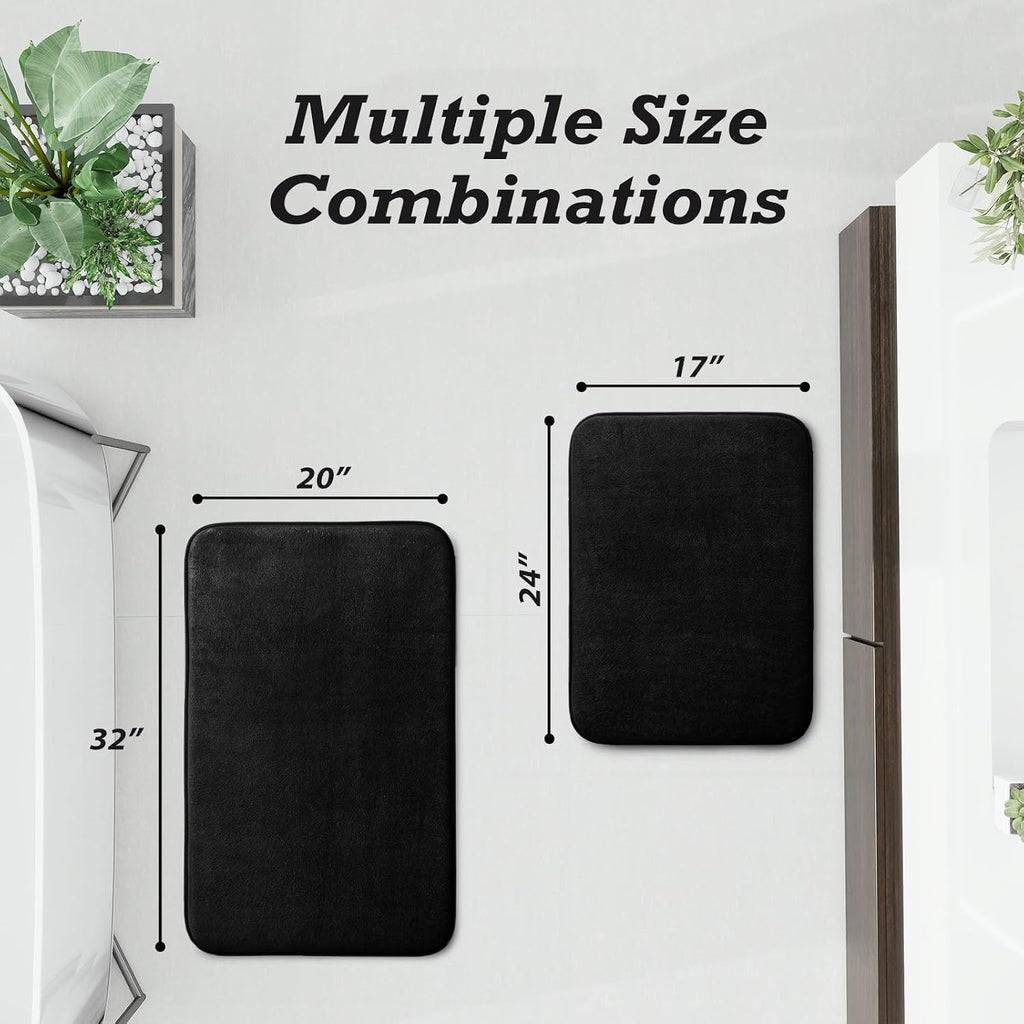 Bathroom Rugs Sets 2 Piece, Non-Slip & Quick Dry Bath Mat Set, Ultra Soft Velvet Bath Rugs , Toilet and Shower Floor