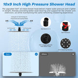 CUPC Certified All Metal 10" Rainfall Showerhead Combo, High Pressure Shower Head with 10-Spray Mode Handheld