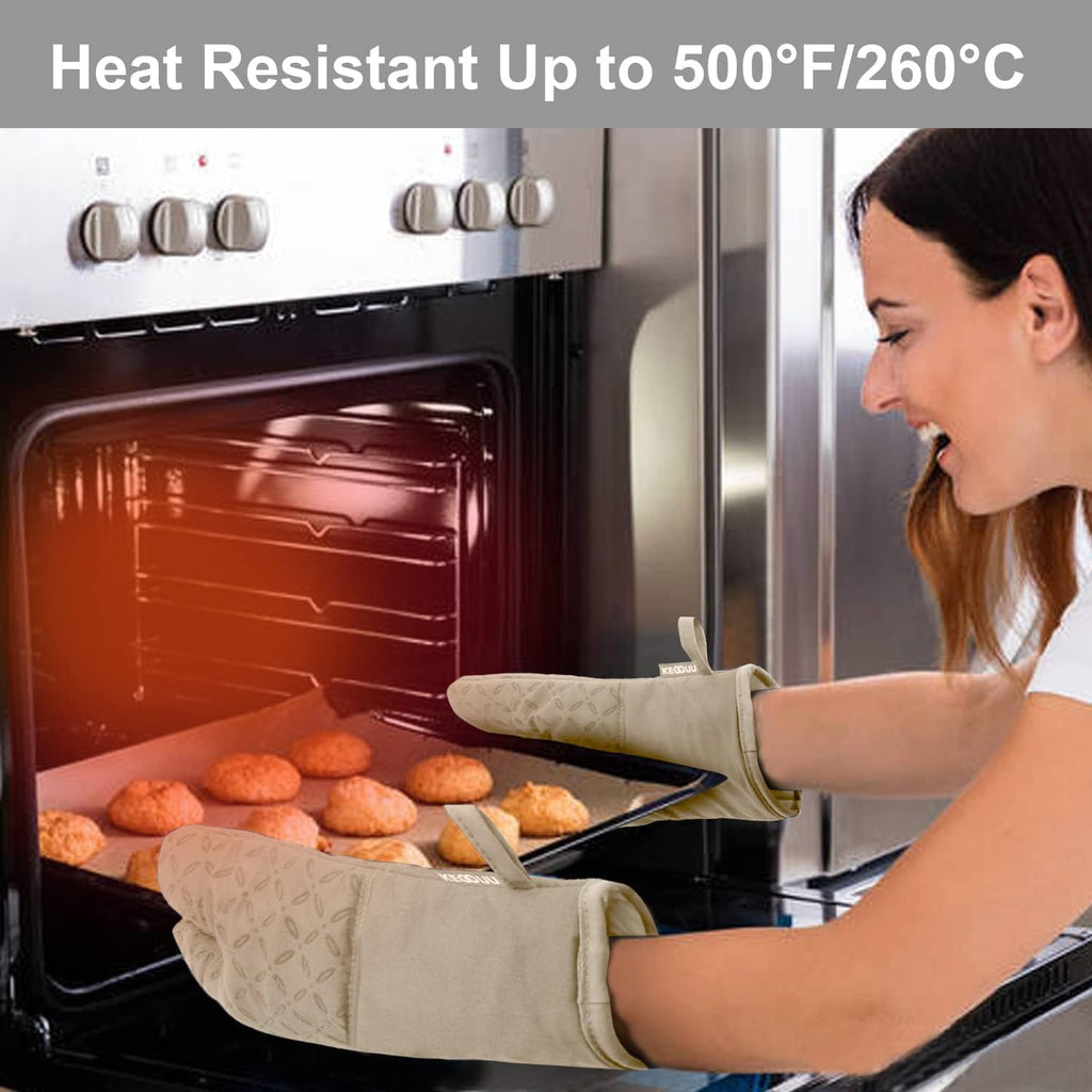 Oven Mitts and Pot Holders 6pcs Set, Kitchen Oven Glove High Heat Resistant 500 Degree Extra Long Oven Mitts and