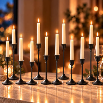 Candlestick Holders, Black Candle Holder Set, 12 Candle Stick Holders